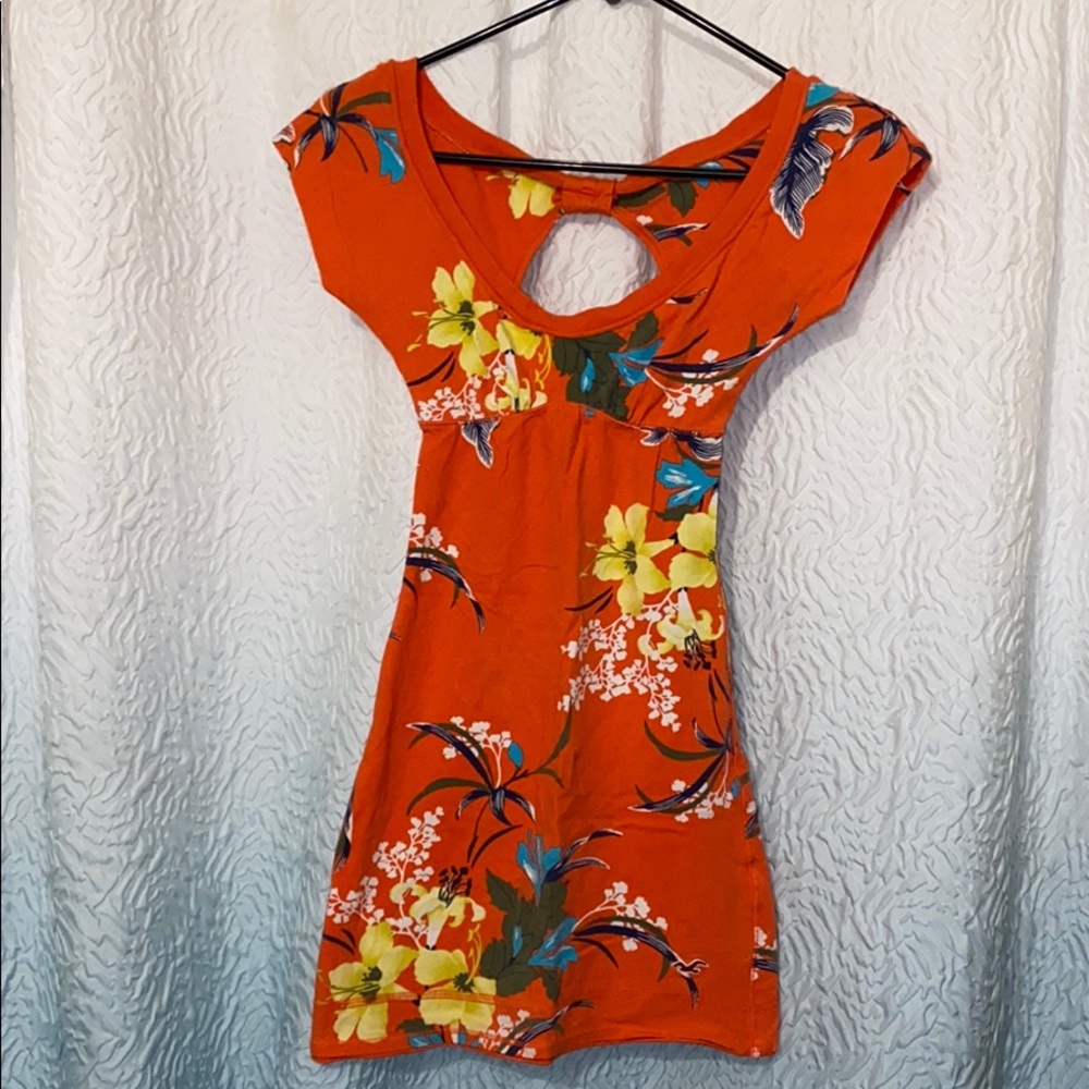 Orange Tropical Floral Print Hollister Dress